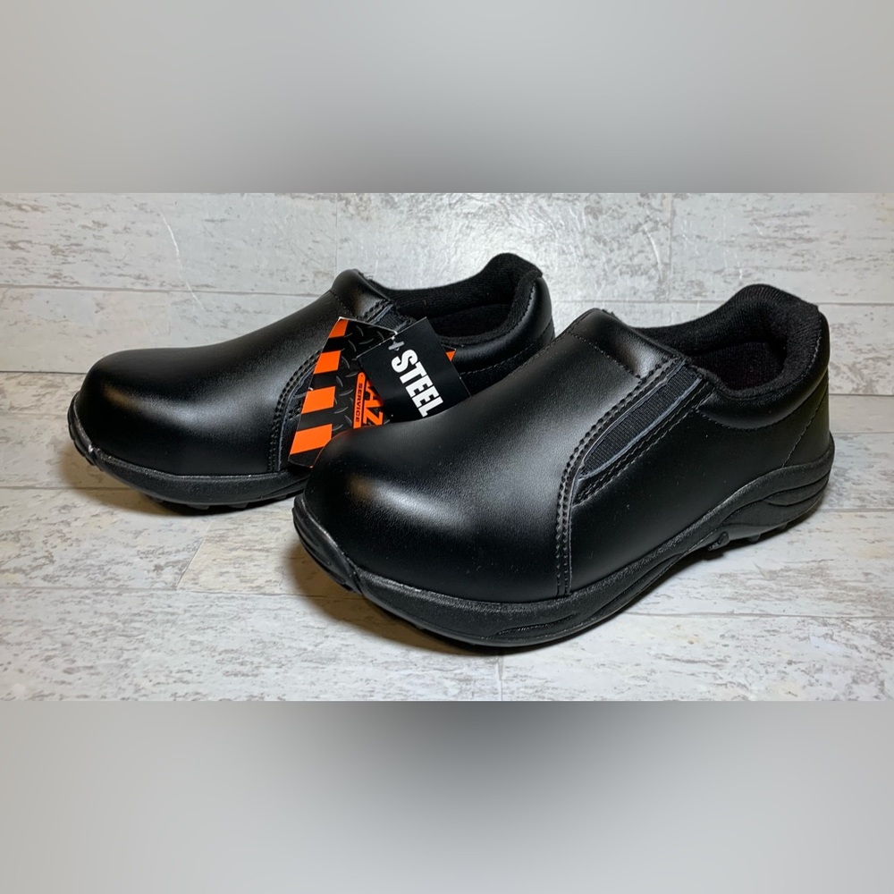 NEW WITH TAGS~Brazos~Women 7.5M~Black Leather~Work Force~Steel Toe FWBWWR3006